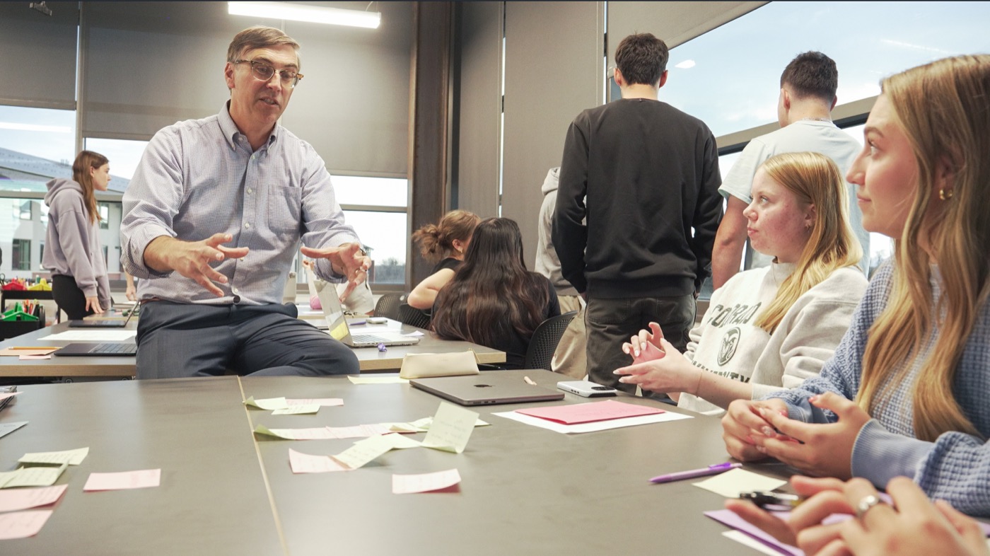 Mark Schreiber teaching innovation design to students at Colorado State University